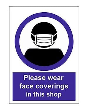 Face coverings to be worn in this shop - A4 Sign