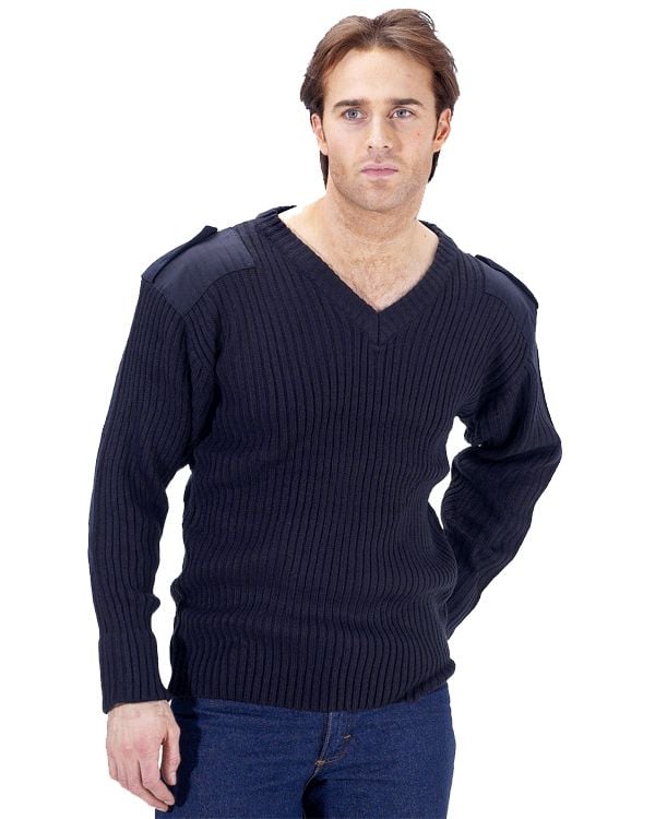 Ribbed Sweater V-Neck Black Or Navy Nato Style | From Aspli Safety