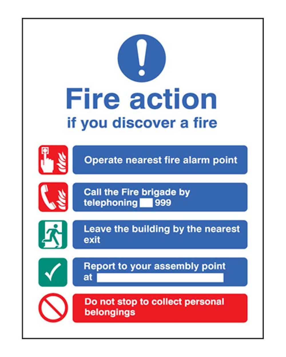 Fire Action Sign On Rigid Plastic | From Aspli Safety