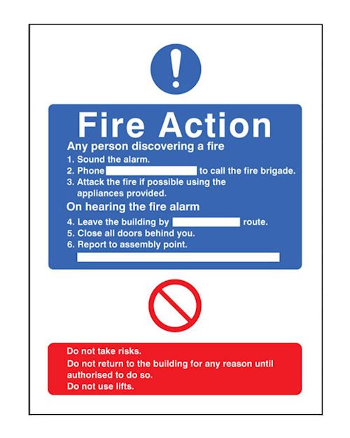 General Fire Action Safety Sign