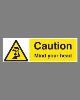 Caution Mind Your Head Sign On Self Adhesive Vinyl
